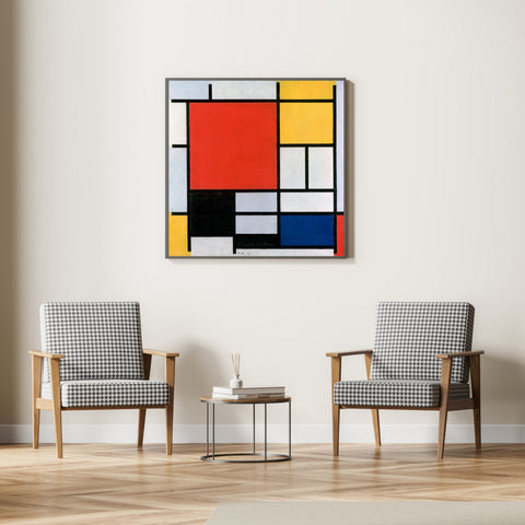 Composición de Piet Mondrian con rojo, amarillo, azul y negro (1921) | Decoración del hogar | cartel total