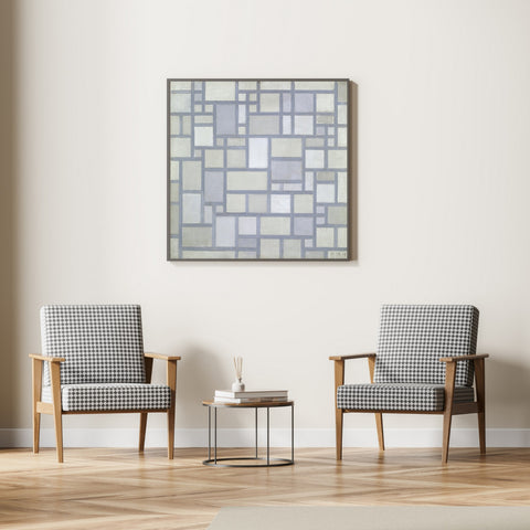 Impresión Piet Mondrian Composición en colores vivos con líneas grises (1919) | Decoración del hogar | cartel total