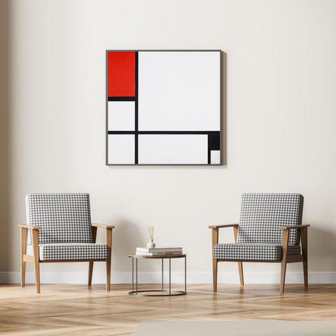 Piet Mondrian Composición nº 1, con estampado rojo y negro (1929) | Decoración del hogar | cartel total