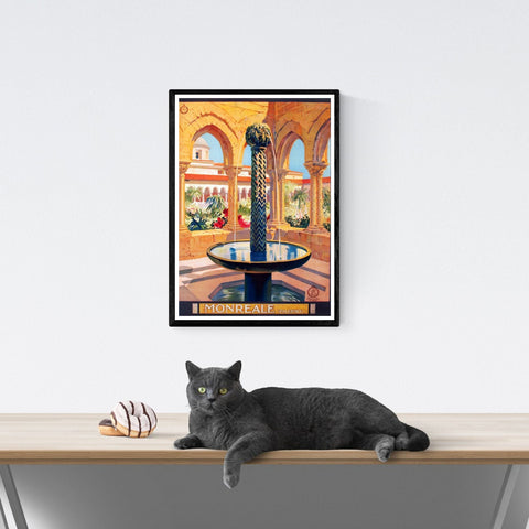 Póster de viaje vintage | Monreal | Palermo | Italia | Italia | Estilo art déco