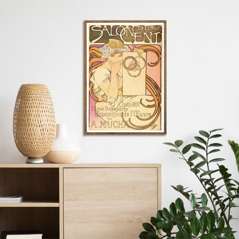 Impresión vintage de Alphonse Mucha Salon Des Cent | Decoración del hogar | cartel total