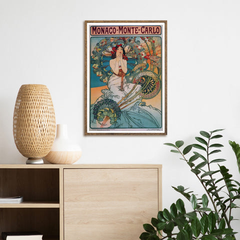 Impresión vintage de Alphonse Mucha Mónaco Monte Carlo | Decoración del hogar | cartel total
