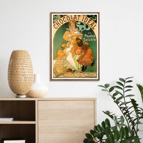 Impresión vintage Alphonse Mucha Chocolat Ideal | Decoración del hogar | cartel total