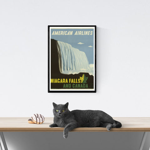 Póster de viaje vintage | Cataratas del Niágara | Canadá | Aerolíneas americanas | Estilo art déco
