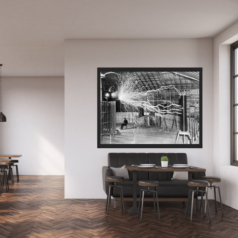 Nikolai Tesla y su equipamiento 1899 | Pósteres de decoración del hogar | cartel total