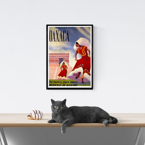 Póster de viaje vintage | Oacacá | México | Aerolíneas Panamericanas | Estilo art déco