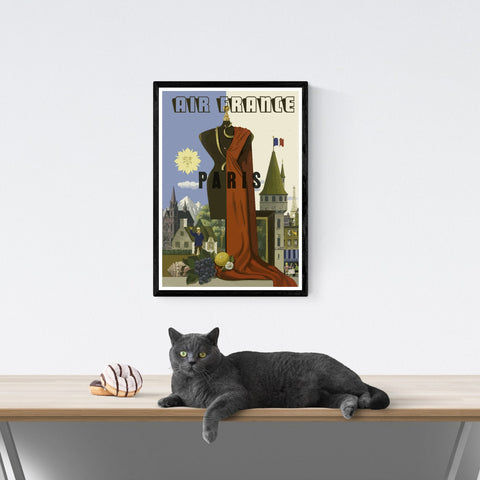 París Francia | Póster de viaje vintage | Aire Francia | Viajes | cartel total