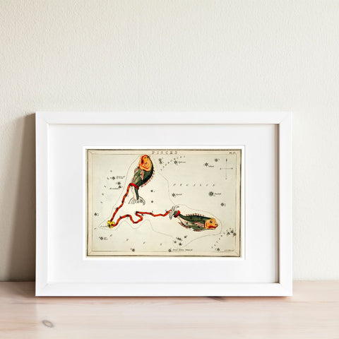 Ilustración del zodiaco Piscis vintage | Decoración del hogar | cartel total