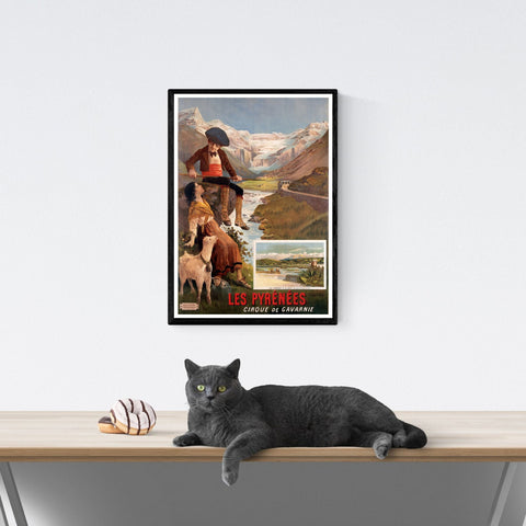 Póster de viaje vintage | Pirineos | Francia | estilo art déco