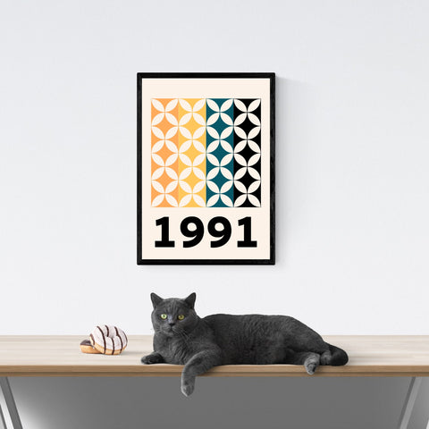 Diseño de impresión retro con año | Personalizado | cartel total