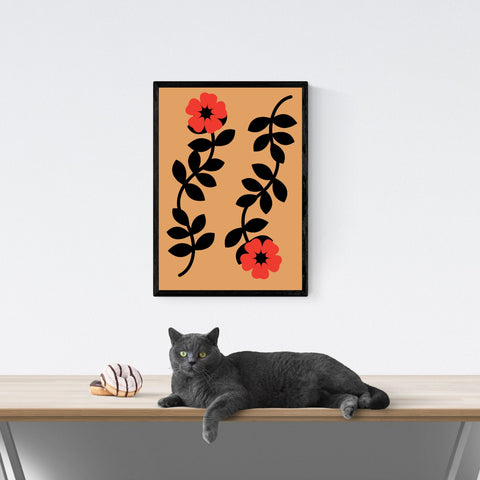 Diseño retro con estampado de flores 2 y año | cartel total
