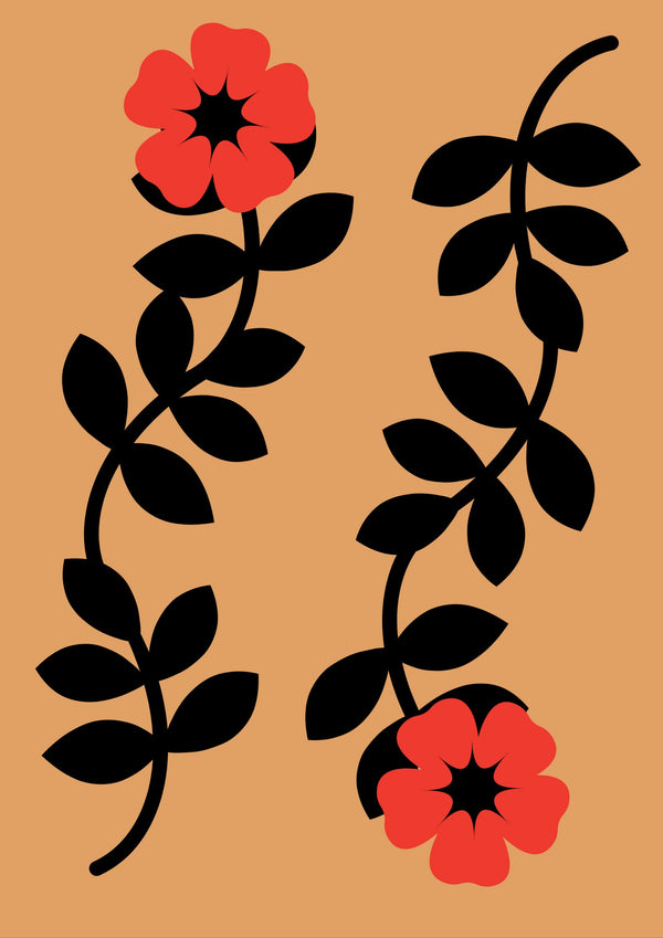 Retro Flower Print 2 Design with Year | Totalposter