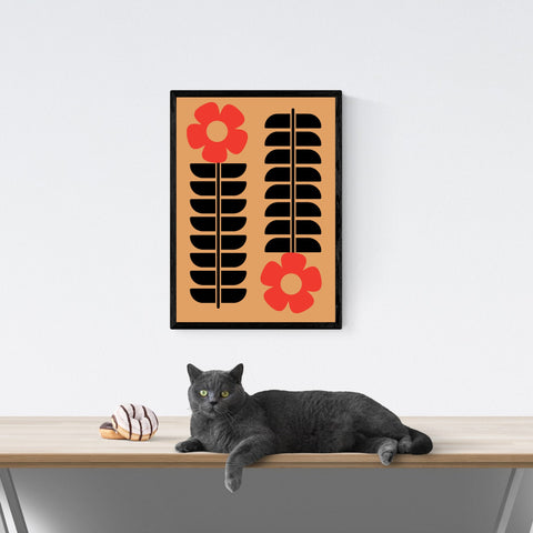 Diseño retro con estampado de flores y año | cartel total