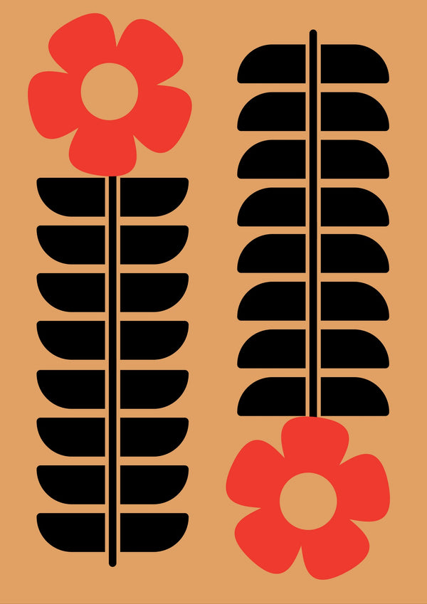 Retro Flower Print Design with Year | Totalposter