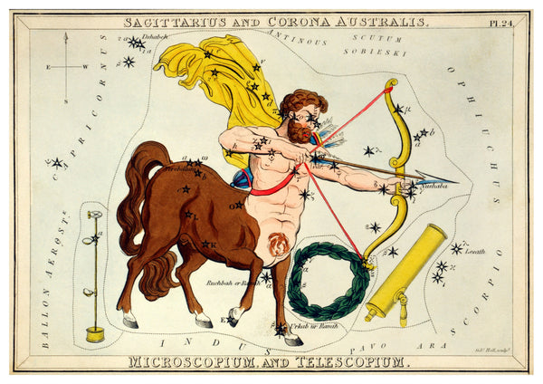 Vintage Sagitarius Zodiac Illustration  | Home Decor | Totalposter