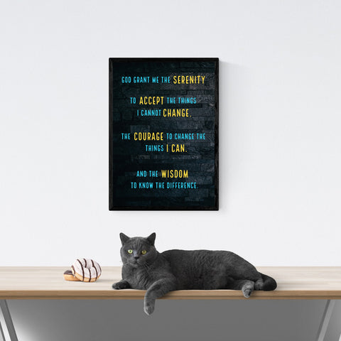 Neón de oración de serenidad - cartel de impresión de arte contemporáneo espiritual | Inspirador | Recuperación | cartel total