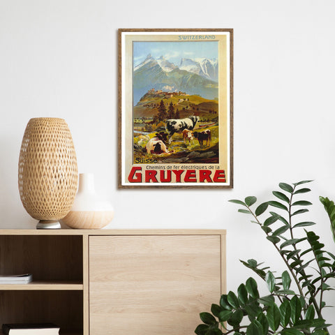 Póster de viaje vintage | Gruyère | Suiza | | Estilo Art Nouveau