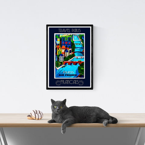 Viajes París | Póster de viaje vintage | Aire Francia | Viajes | cartel total