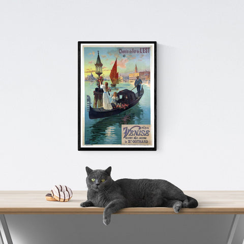 Póster de viaje vintage | París Venecia Francia | Belfort | Lucerna | Bale | San Gotardo | Arte deco