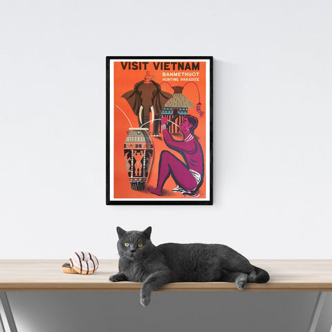 Vendimia | Viajes | Póster | Vietnam | Banmethuot | Arte | decoración | estilo | 2 | Caza