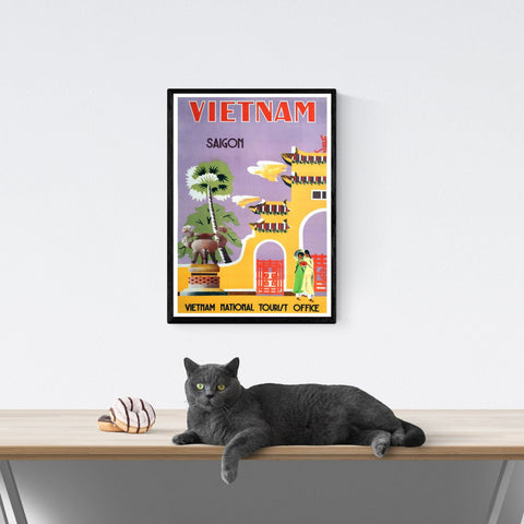 Vendimia | Viajes | Póster | Vietnam | Saigón | Arte | decoración | estilo