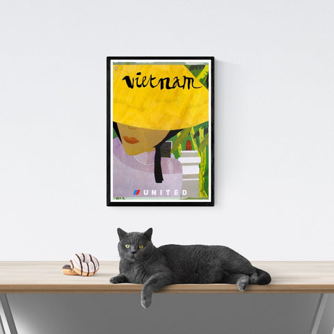 Vendimia | Viajes | Póster | Vietnam | Unidos | Aerolínea | Arte | decoración | estilo