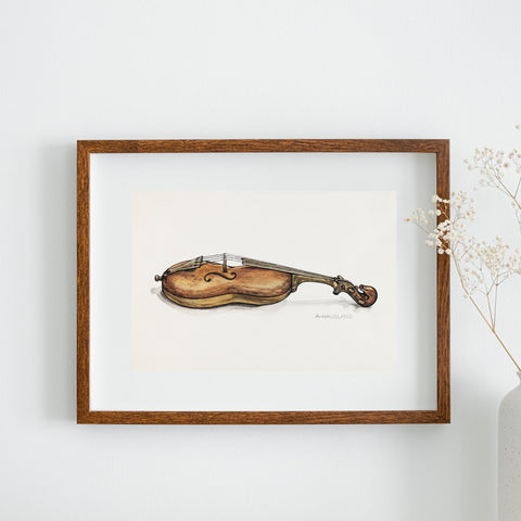 Impresión de ilustración de violín vintage | Arte musical vintage | Ilustraciones | cartel total