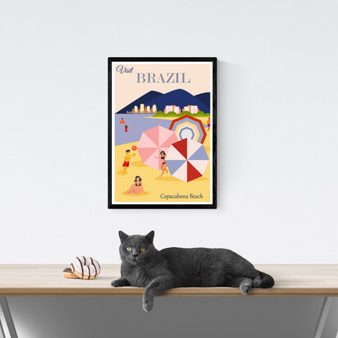 Playa de Copacabana | Póster de viaje vintage | Brasil | Viajes | cartel total