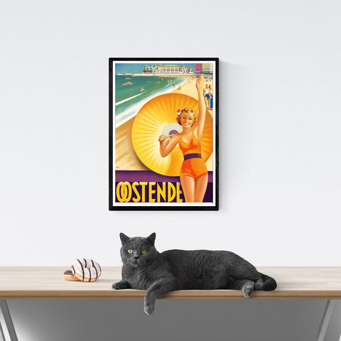 Póster de viaje vintage | Ostende - Ostende | Bélgica | estilo art déco
