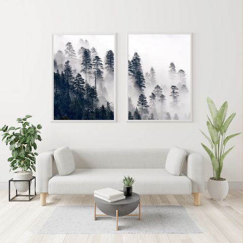 Conjunto de impresión doble de bosque brumoso | Inspirador | cartel total